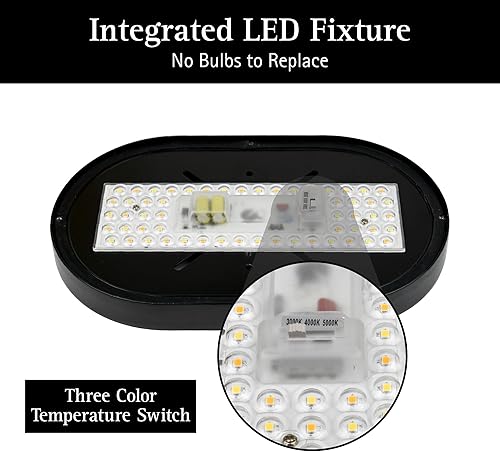 Miniatura 4 de Ultralux Lámpara LED blanca de 11 pulgadas, montaje empotrado para pared o techo, lente de resina resistente a los rayos UV, 120V TRIAC regulable