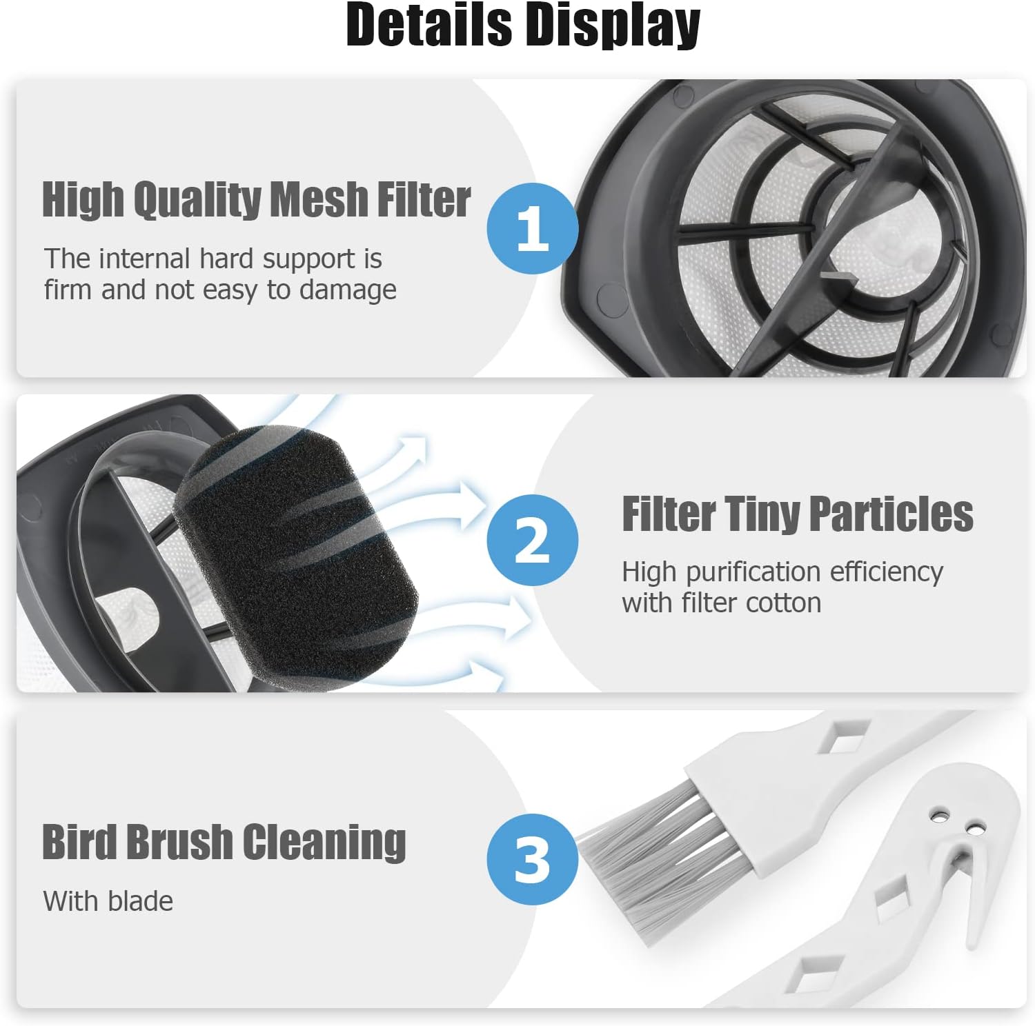 2033 Featherweight Filter for Bissell Featherweight Stick Lightweight Bagless Vacuum 2033, 20331, 20333, 20336, 20339, 2033M Cleaner Replacement Replace part# 1611508 Filter