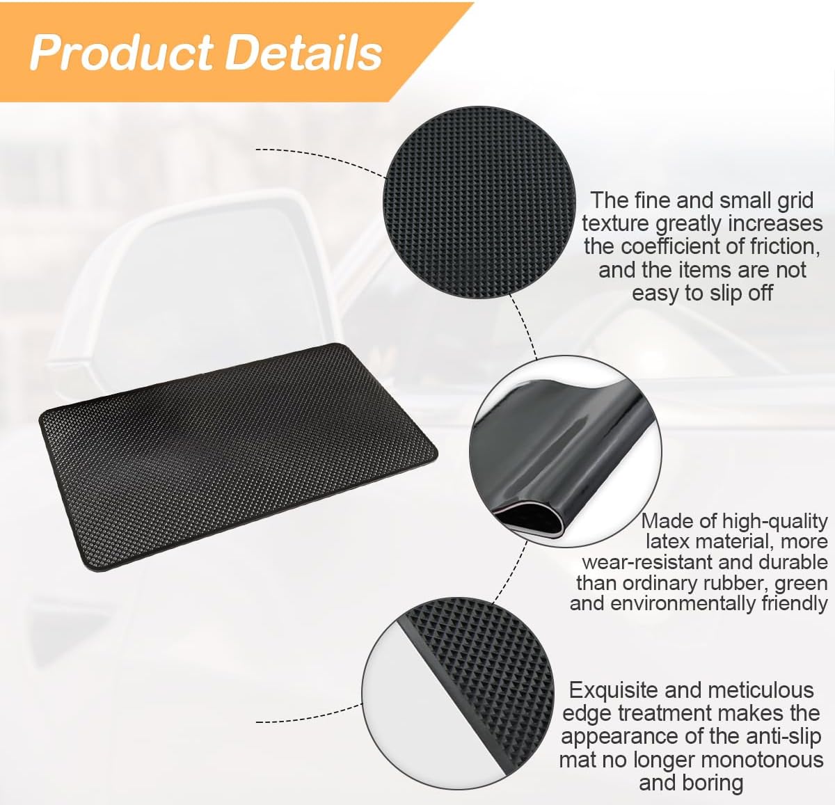 Osilly Car Dashboard Anti-Slip Mat, 10.6″ x 5.9″ Universal PVC Sticky Adhesive Pad for Auto, Multifunctional Vehicle Dash Strong Gripping Pad for Cell Phones Sunglasses Keys GPS Coins (Grid)