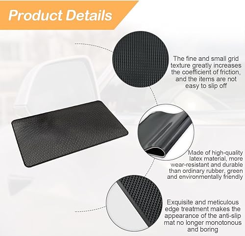 Vista 22 de Tapete antideslizante para tablero de automóvil, 10.6 x 5.9 pulgadas, almohadilla adhesiva universal de PVC para automóvil, tapete de agarre fuerte