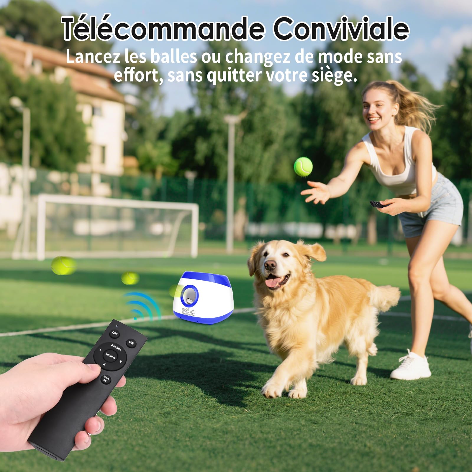 Lanceur de Balle pour Chien Automatique Jeu Intelligence Chien Balles de Tennis pour Chiens de Grand et Moyenne Taille