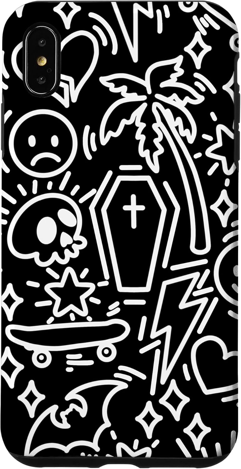 iPhone SE (2020) / 7 / 8 Pastel Goth Doodles Graffiti Black White Alt Aesthetic Y2K Case