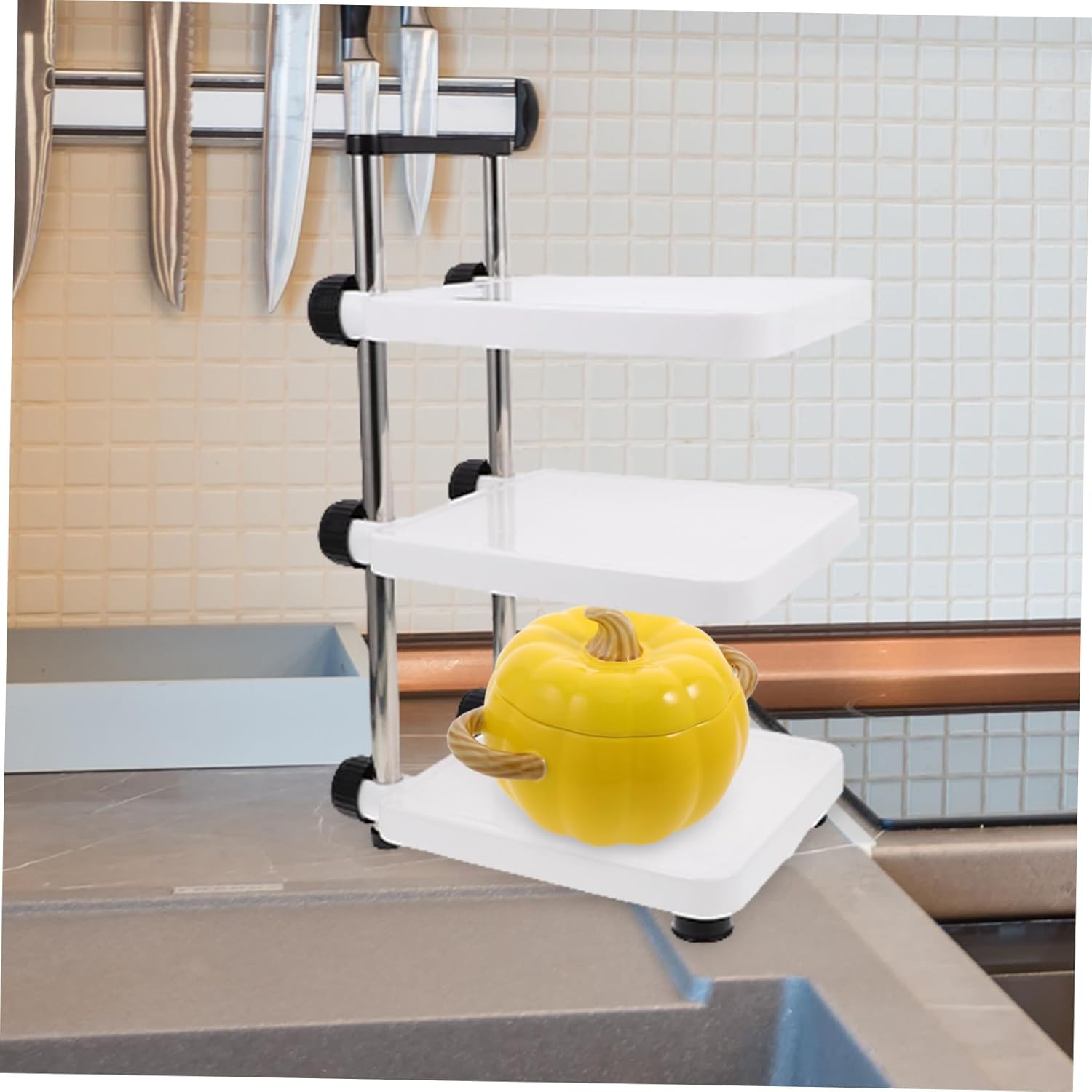 IMIKEYA Multi-layer Kitchen Cookware Holder Space-saving Countertop Pot Rack Organizer for Efficient Cooking Pot Storage for under Sink Cabinets and Kitchen Organization