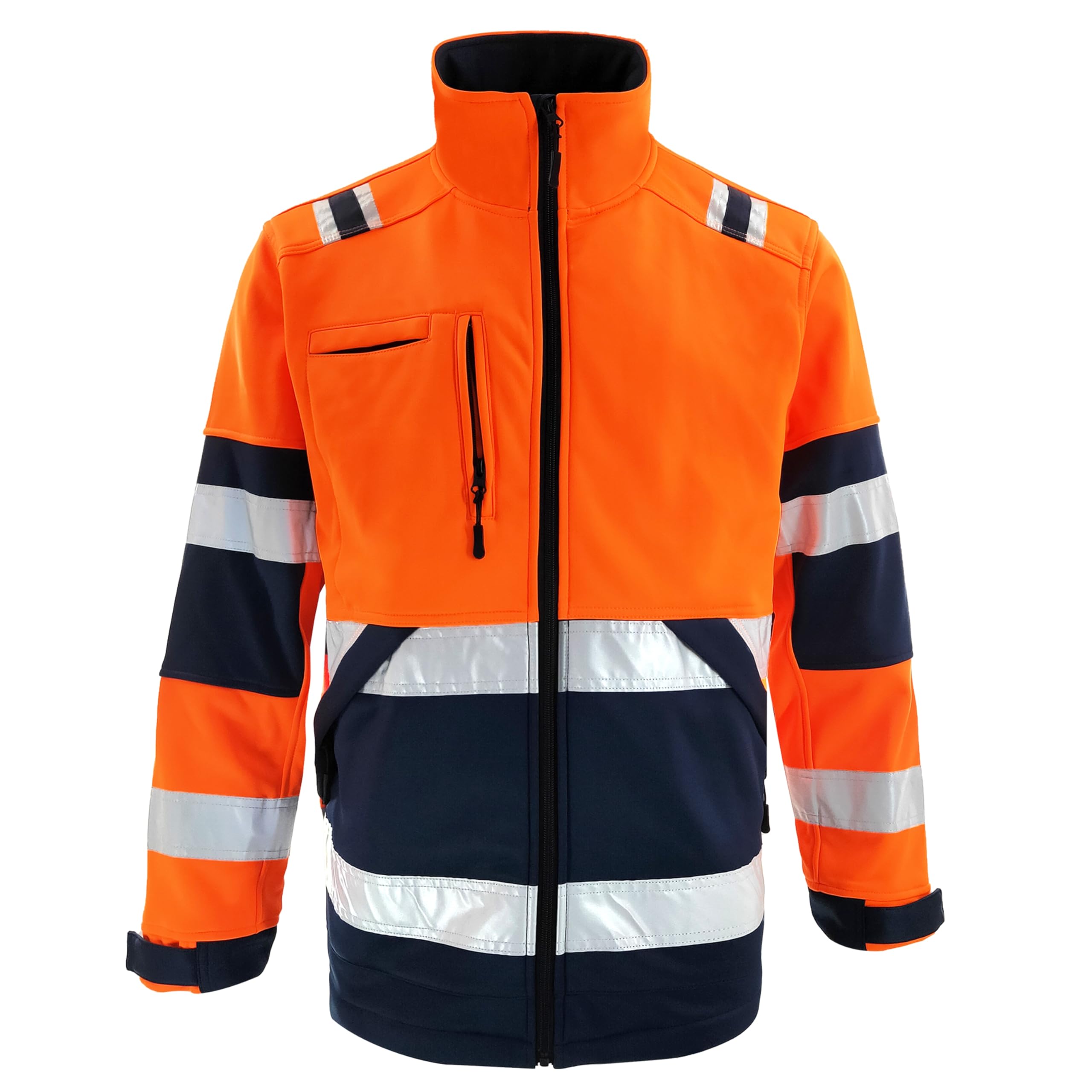 Zuolaya High Visibility Winter Jackets for Men Reflective Safety with Zipper Pockets Classic Construction Workwear Thermal Coat, Orange/Navy, L