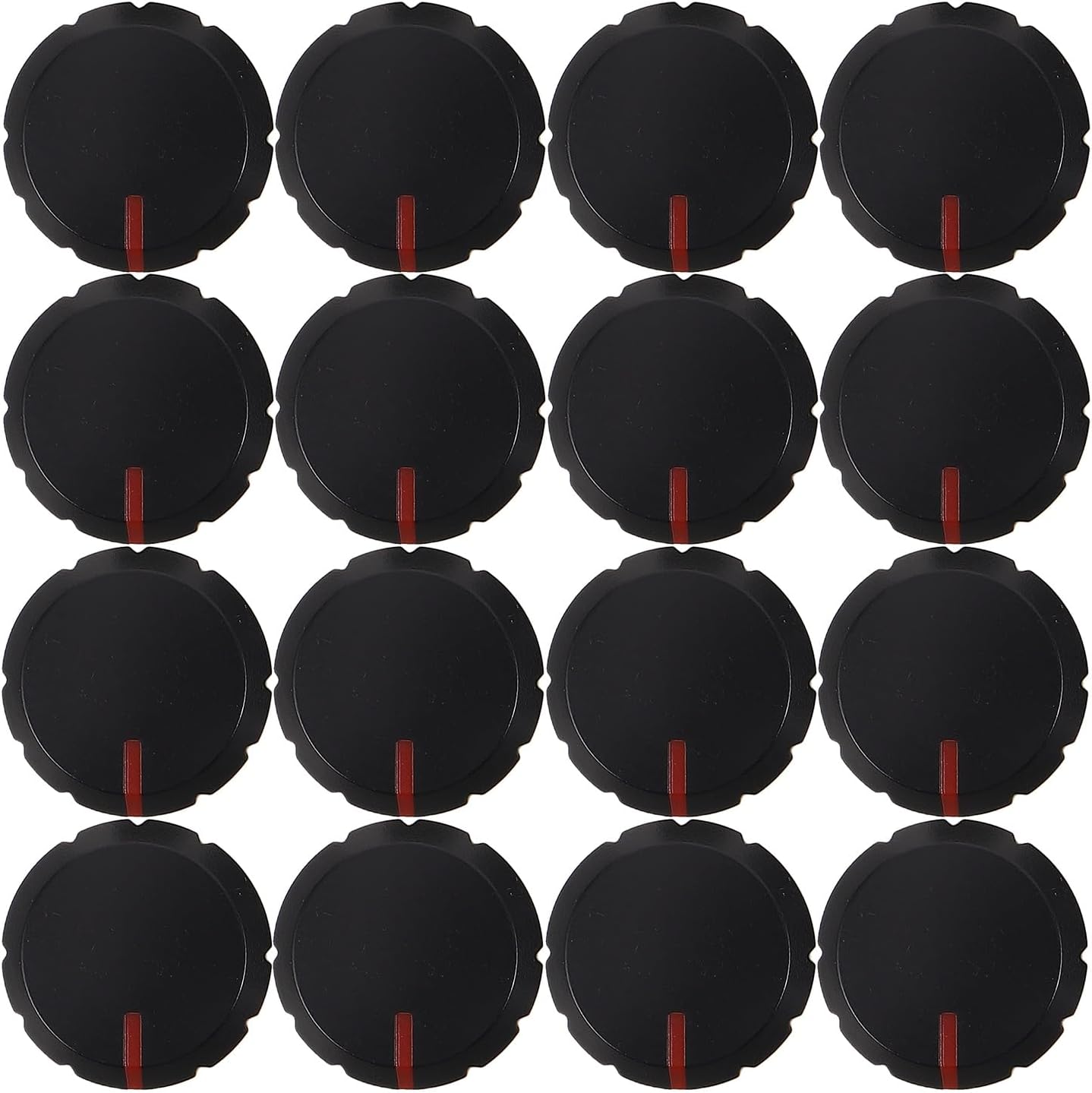 30pcs 20x16mm Plastic Dual-color Potentiometer Control Knobs for Dj Mixer, Electric Guitar Volume Tone Caps, Black and Red Rotary Knob Set for Audio Speaker Panels