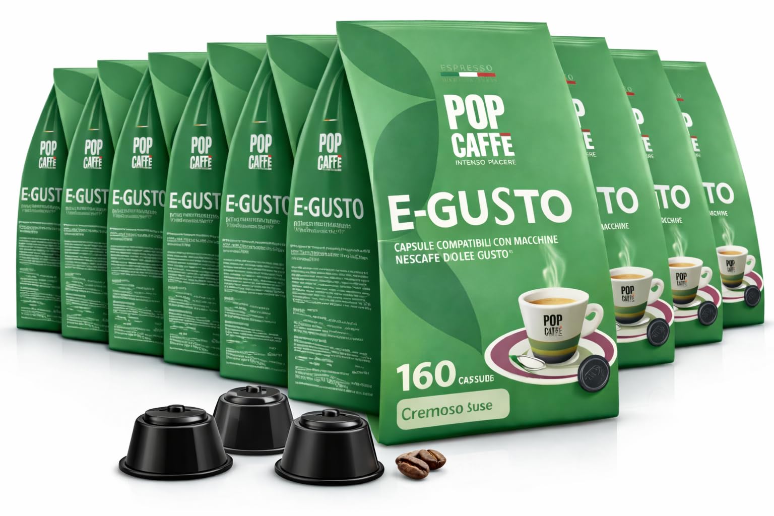 160 kapsułek Pop 'Coffee e-gusto Mixture 2 kremowe kompatybilne Nescafe Dolce Gusto