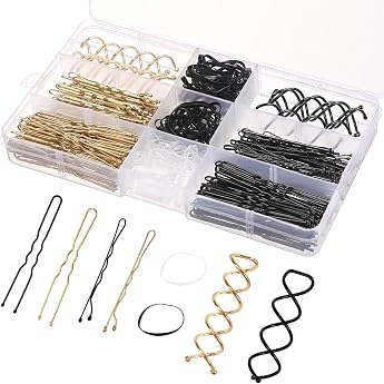 JULBEAR Bobby Pins 356 Piece Hair Pins Set Spiral Hair Clips Set U-Shaped Wave Shape Hair Clips with Storage Box for Girls Children Hair Styler Women