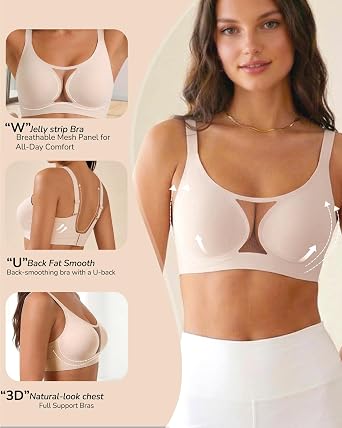 Wireless Mesh Push Up Bra for Women, Full Coverage