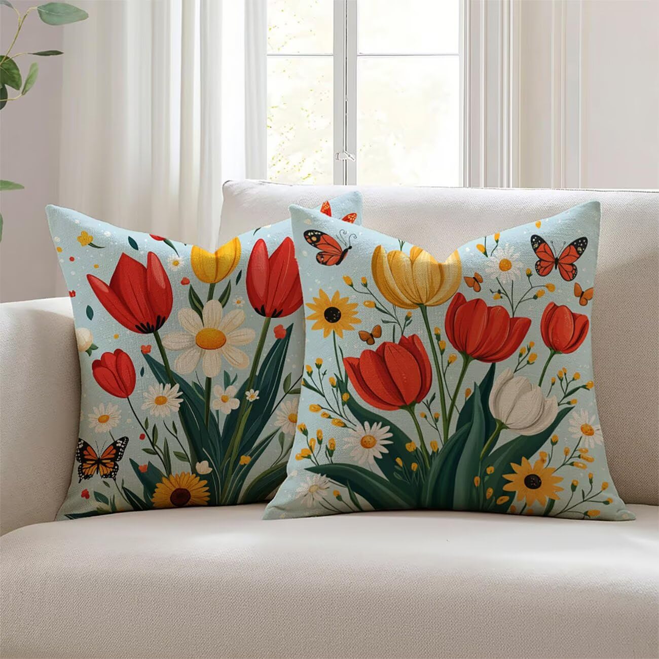 Housse de coussin pour coussin canapé et salon de jardin papillon 50x50