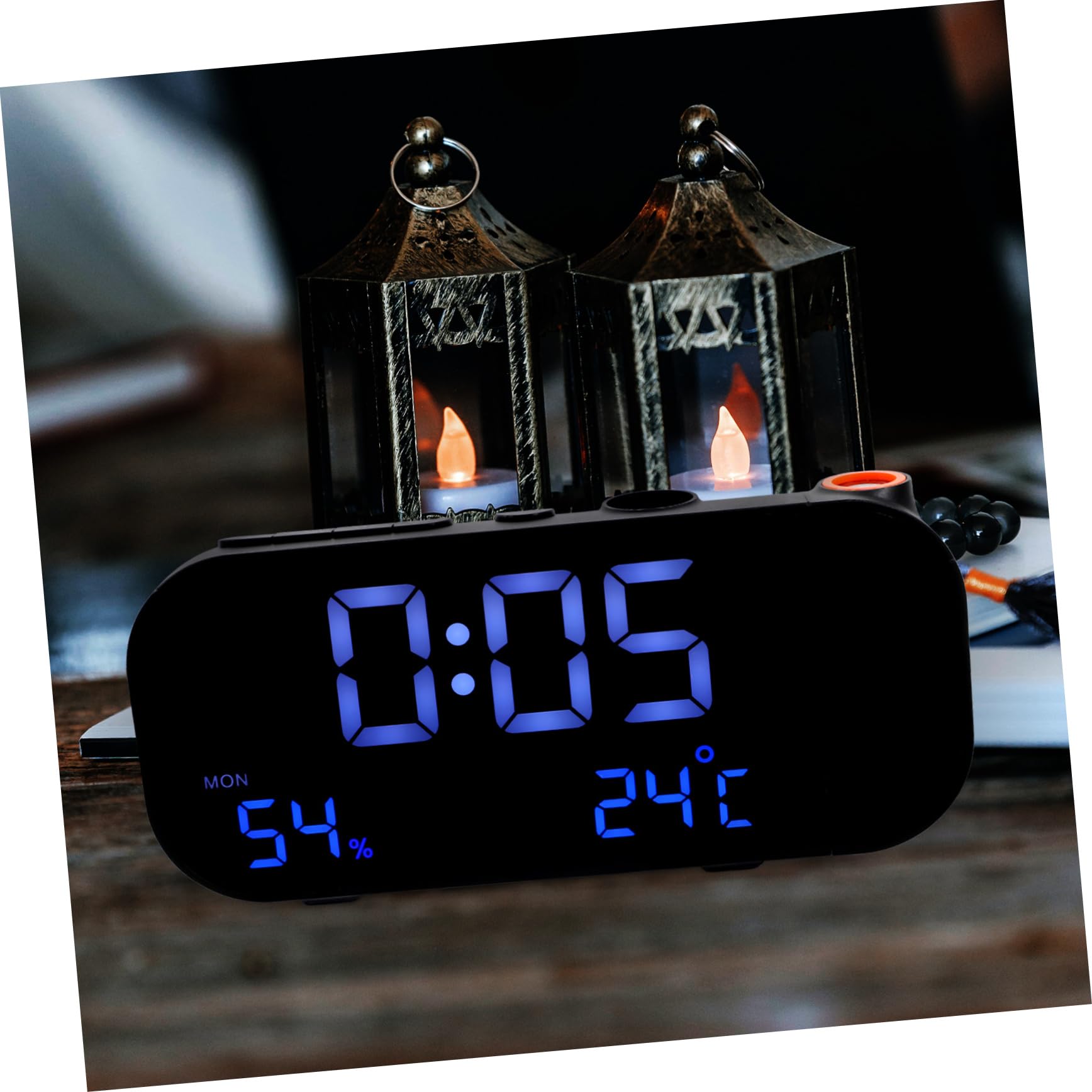 Alipis 1 Szt Inteligentny Ekran Projekcyjny Z Alarmem Projekcja Ekranu Projektora LED Wielofunkcyjny Kreatywny Alarm