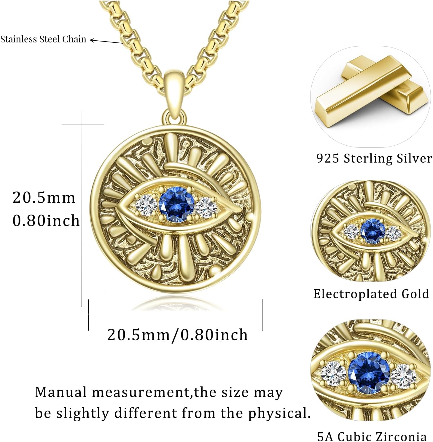 Evil Eye Necklace for Women 925 Sterling Silver, Protection Necklace with Blue Evil Eye Charm, Evil Eye/Lotus Pendant Jewelry, Birthday Christmas Gifts for Her - Image 5