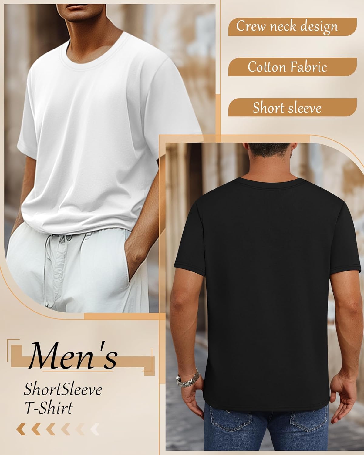 Neer 3 Pack Men's Round Neck T Shirts 95% Cotton M-7XL Short Sleeve Tops Regular Big Tall Tees Soft 2026 Summer Basic Tops - Image 5