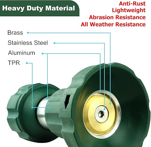 Miniatura 20 de Boquilla de manguera de jardín, boquilla de manguera de agua resistente con patrones de riego ajustables, boquillas rociadoras de alta presión