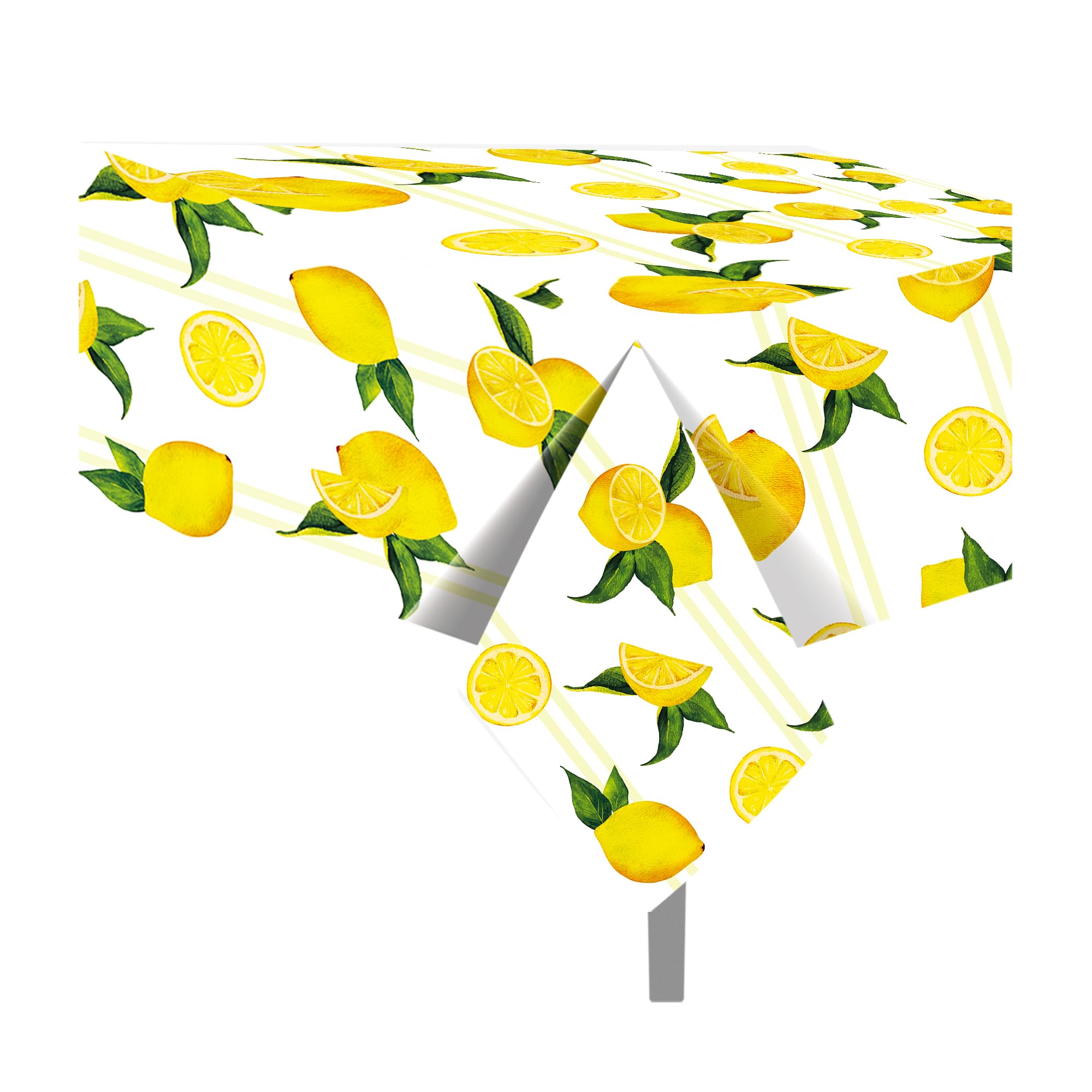 CC HOME 2Pc Watercolor Lemon Party Plastic Tablecloth 54 x 87 Inch Long Table Cover, Lemon Party Tablecover for Summer Fruits Theme Kids Baby Shower Birthday Dinner Picnic Kitchen Event