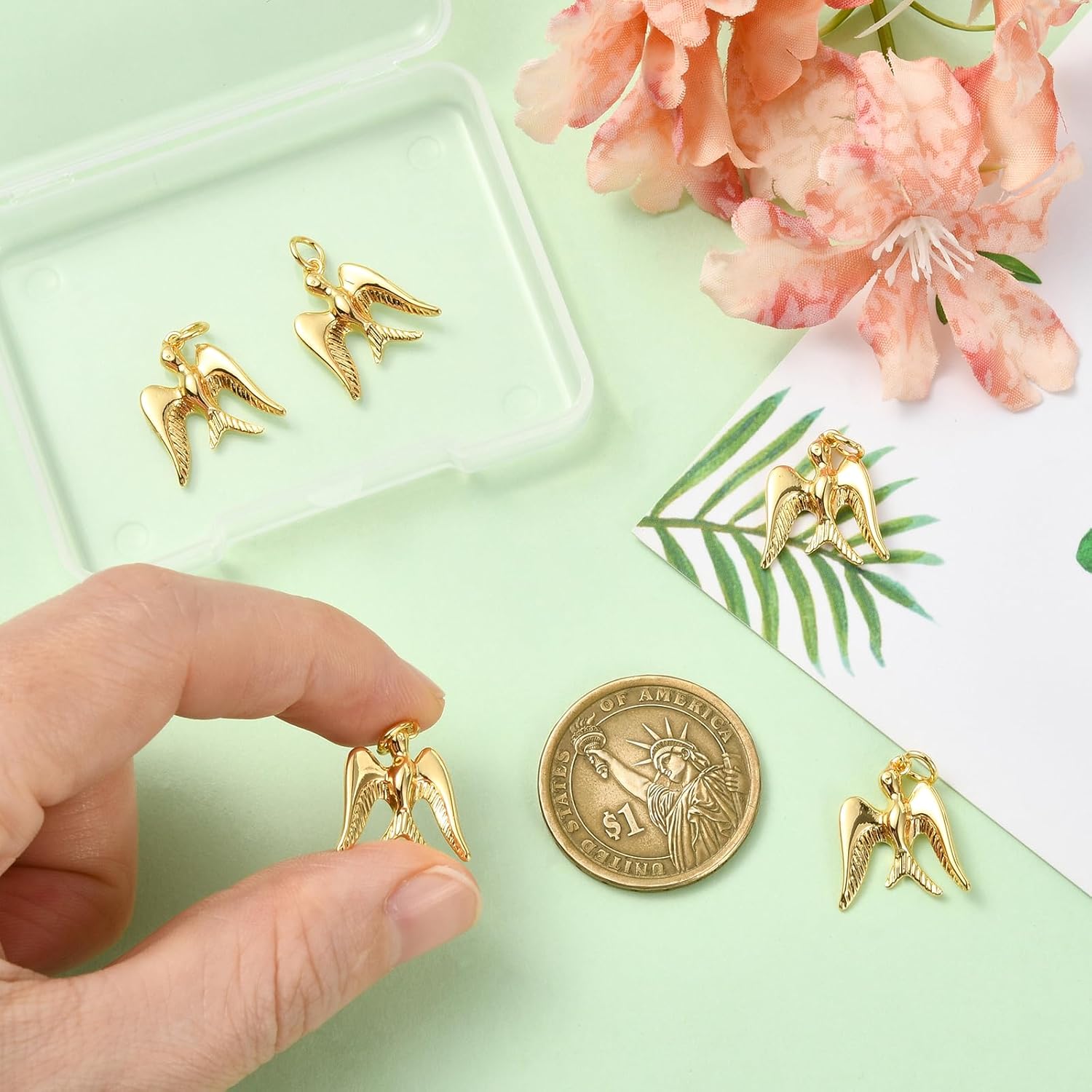 5Pcs Bird Charms for Jewelry Making 18K Gold Plated Charms Bulk Cute Animal Brass Pendants for Bracelet Necklace Earring Keychain DIY Supplies - Image 3