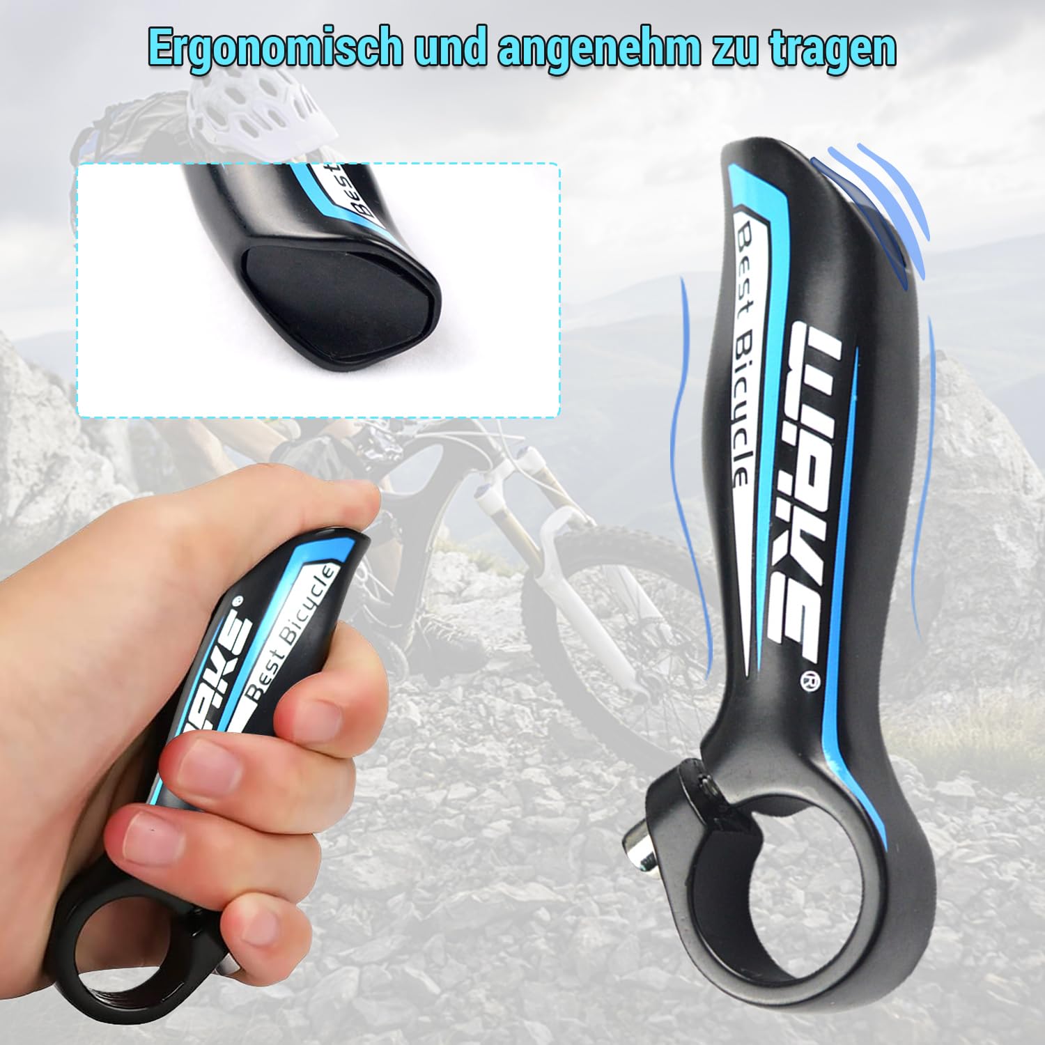 Docooler - Manopole di sicurezza in lega di alluminio, con manubrio per mountain bike, colore: blu