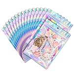 ANZNKU 100 Pack Mylar Bags Reasealable Holographic Bags, Smell Proof Bag Zipper Pouches with Clear Window, Jewelry Candy Sealable Bag for Packaging Sample Party Favor (3.5 x 6.3 Inch)