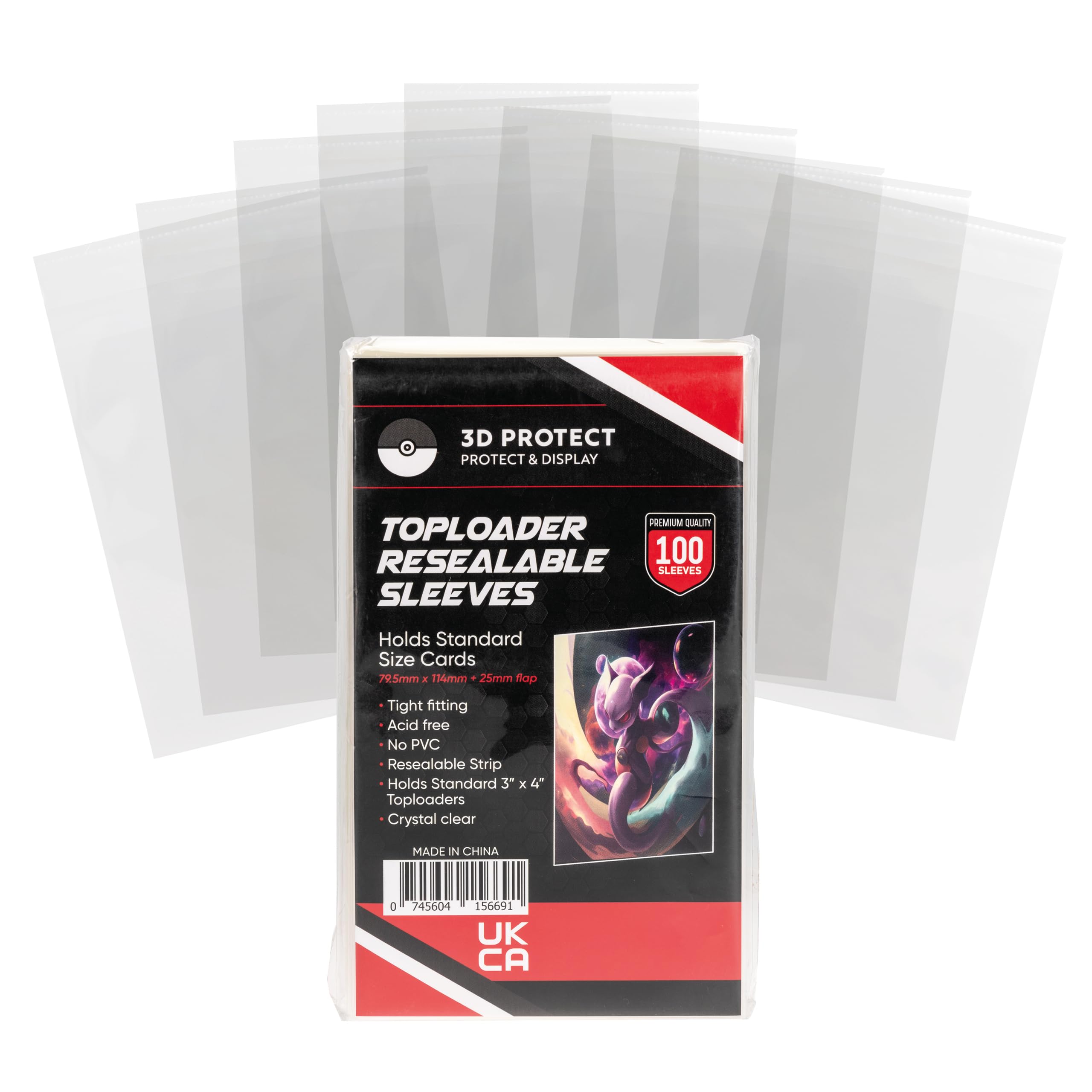 Buy 3DProtect Resealable Team Bags 100Pcs Resealable Top Loader