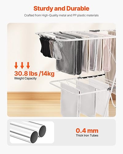 Miniatura 3 de VEVOR Estante de Secado de Ropa, Estante Plegable de Dos Pisos para Secadora de Ropa con Clips para Calcetines y 31 Varillas para Secar, Estantes de