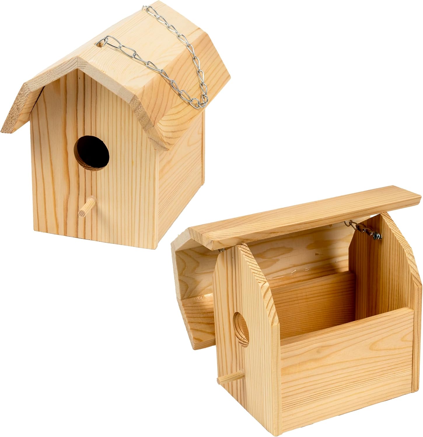 Homeware DIY Birdhouse & Bird Feeder Craft Kit for Kids – 2 Pack Paintable Barn Design – Solid Wood Outdoor Crafts with Paint – Creative Activity for Ages 5+ – Fun Backyard Art Project