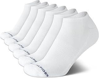 Tommy Hilfiger Mens No Show Socks - 6 Pack Cushioned Performance Stretch Athletic Low Cut Socks for Men