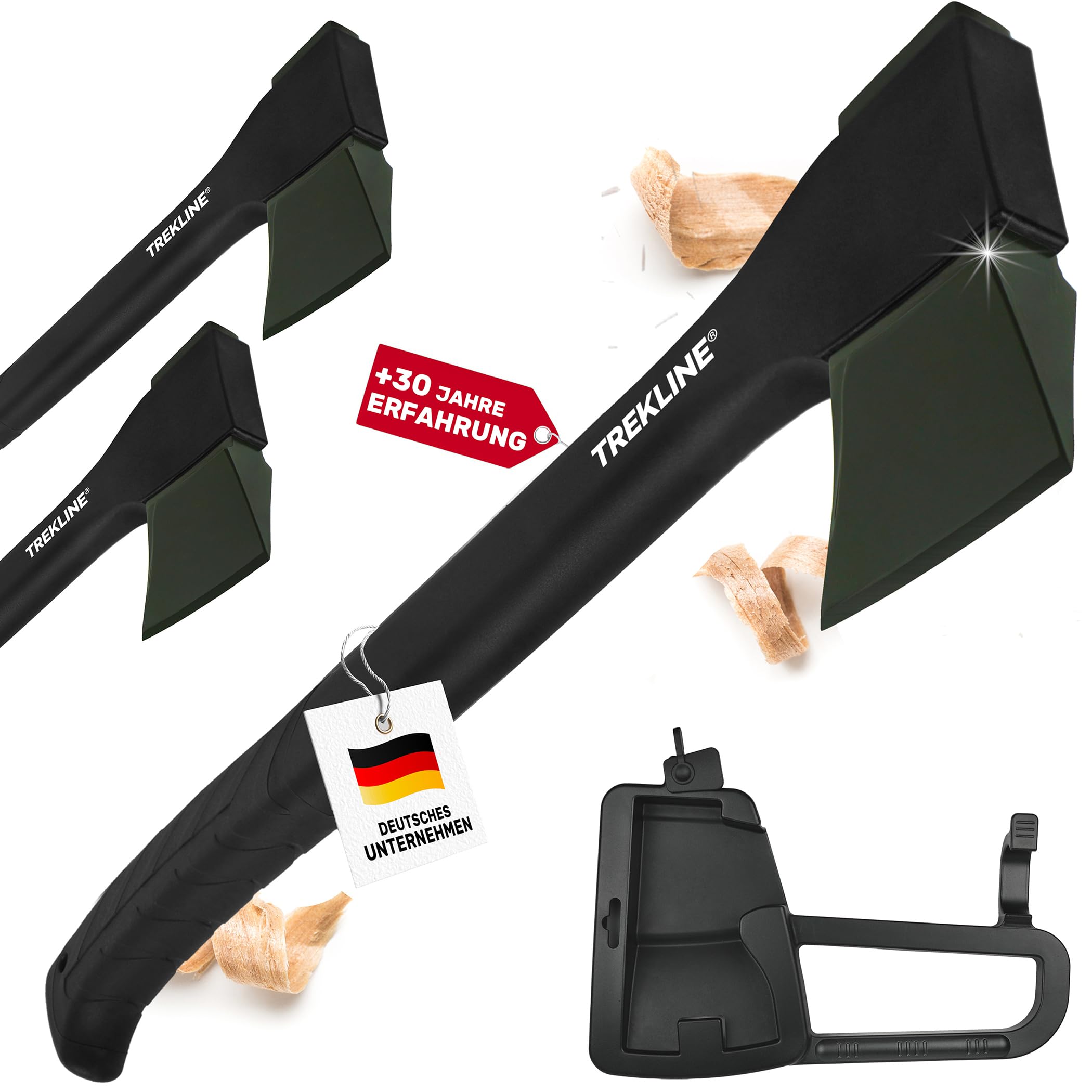 Spaltaxt, Spalthammer [ ErgoFiber™ - Glasfaserverstärkter Griff ] MilitaryCast, Inklusive Klingen-/Transportschutz, Antihaftbeschichtet, Hochwertige Stahl-Klinge [77cm; 2.3 kg]