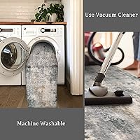 Vista 5 de Morebes Alfombra Moderna Abstracta para Pasillo, 2 x 7 Gris Alfombra de Pasillo Antideslizante para Cocina, Alfombra Lavable para Interiores