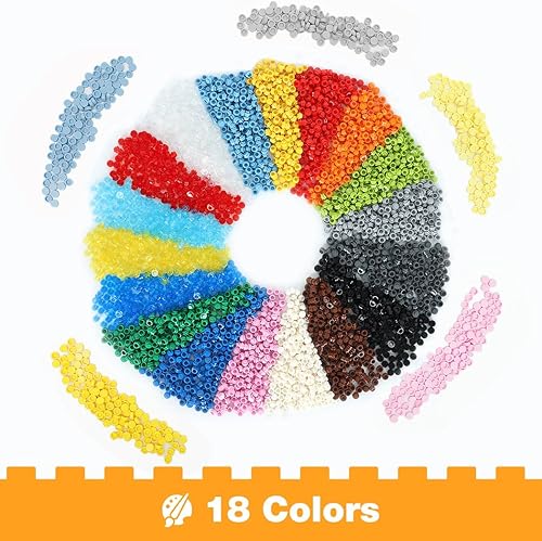 Miniatura 2 de 3600 piezas de ladrillos de píxel, 1 x 1, 18 colores, placas redondas clásicas, bloques de construcción, piezas y piezas, kit de accesorios de