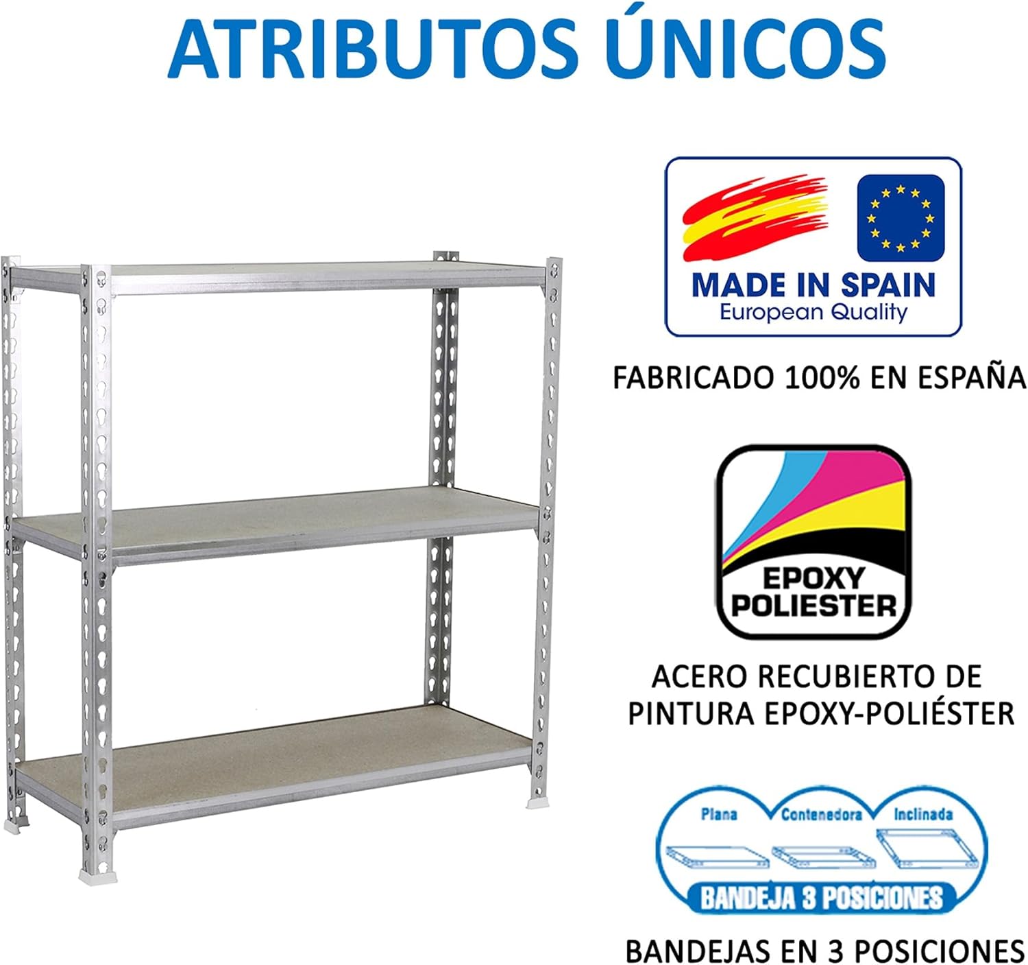 Simon Rack Metal Shelf Without Screws KIT MADERCLICK Superplus 3/500 900 White/Wood