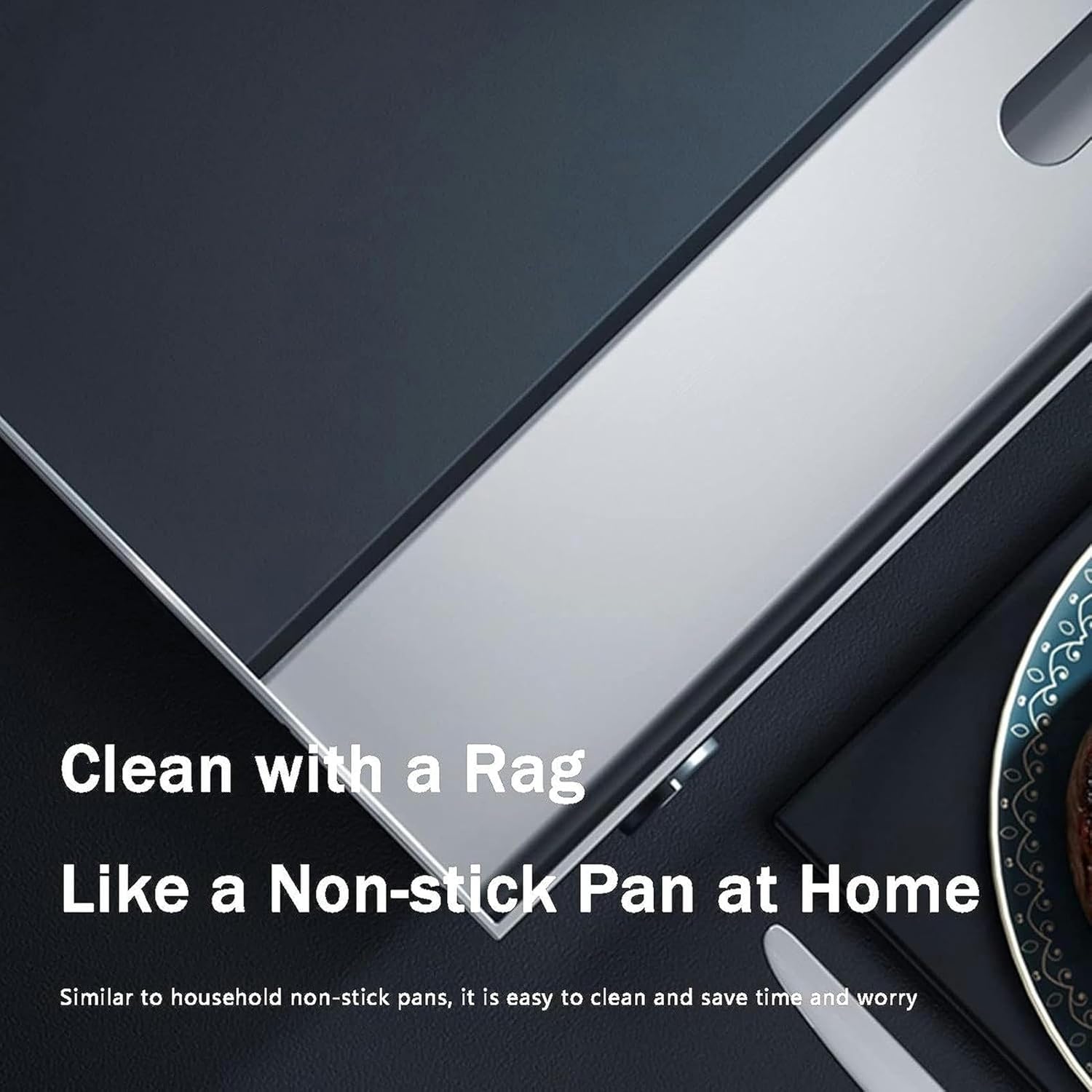 Electric Griddle Commercial Counter Top Flat Hotplate, Stainless Steel Adjustable Temperature Countertop Hot Plate BBQ Grill, 220-240V Efficient Nonstick Electric Griddle for Home Kitchen