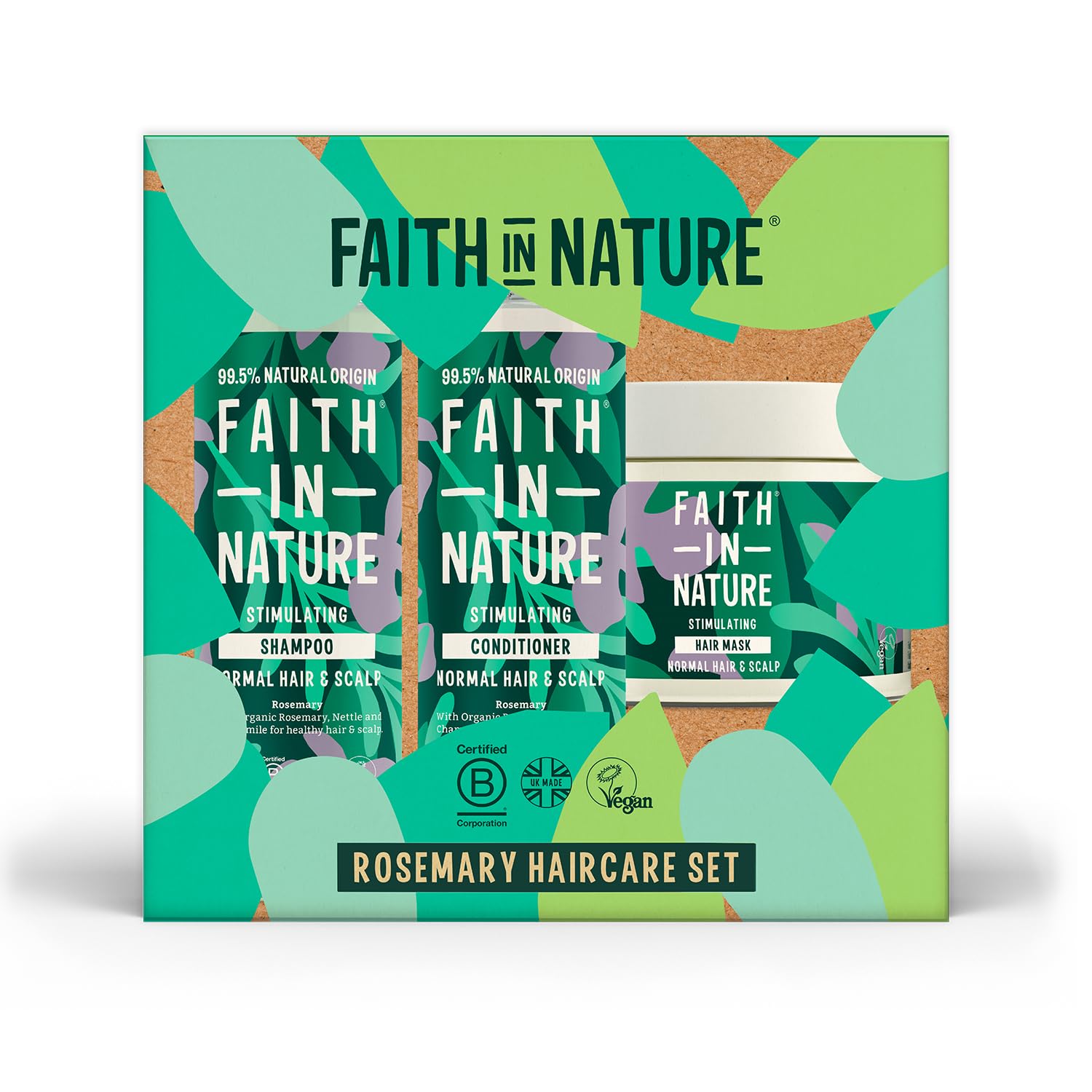 Faith in Nature Rosemary Hair Care Gift Set | Vegan and Sulphate Free Hair Shampoo, Conditioner & Hair Mask Sets | Gifts for Women and Men
