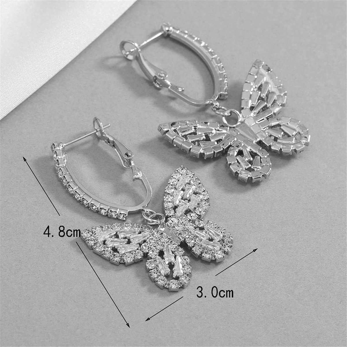 Butterfly Hoop Dangling Earrings For Women,Crystal Rhinestone CZ Drop Earrings For Lady,Gold Plated Cubic Zirconia Earrings for Prom Wedding Brides - Image 6