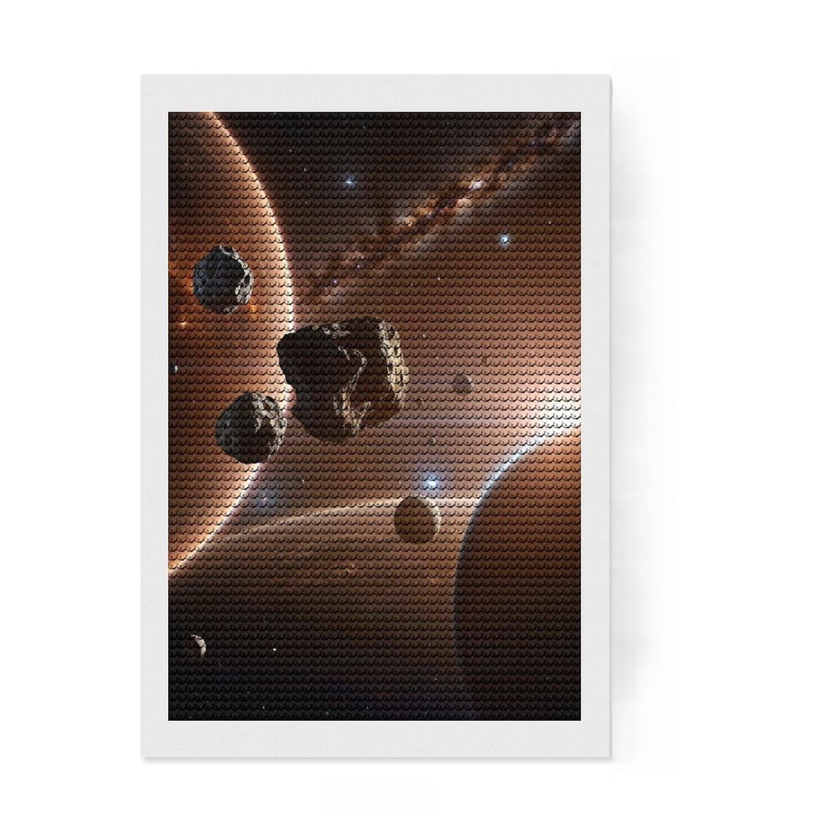 Junmoney Asteroids on Space Full Drill Diamond Painting Kit 8"x12", Relaxing DIY Hobby, Calming Craft to Unwind, Vintage Style Decor