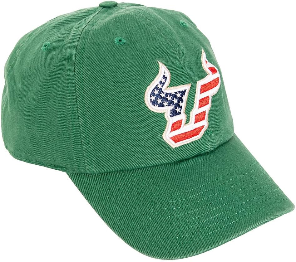 Desert Cactus University of South Florida Baseball Hat USF Bulls Brimmed Embroidered Hats Cap Adjustable Cloth Strap Adult (Style C) Green
