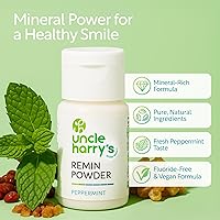 Vista 2 de Uncle Harry's Polvo de dientes de remineralización de menta, sin flúor, vegano, 1 onza