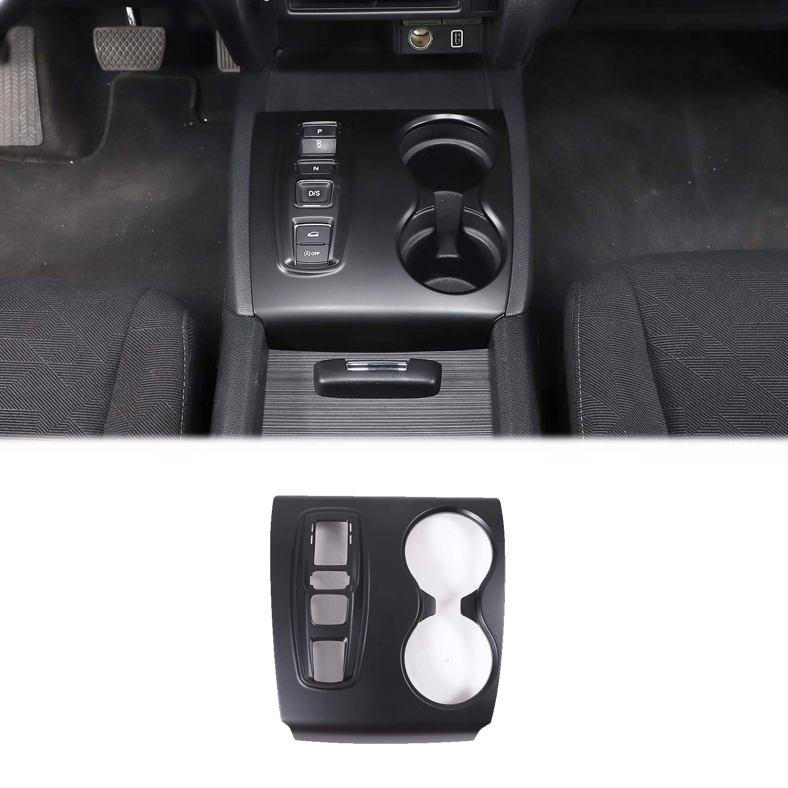 Heutamo Center Console Gear Shift Panel Cup Holder Cover Trim Compatible with Honda Pilot 2016-2022/ Ridgeline 2020-2023/ Passport 2019-2023