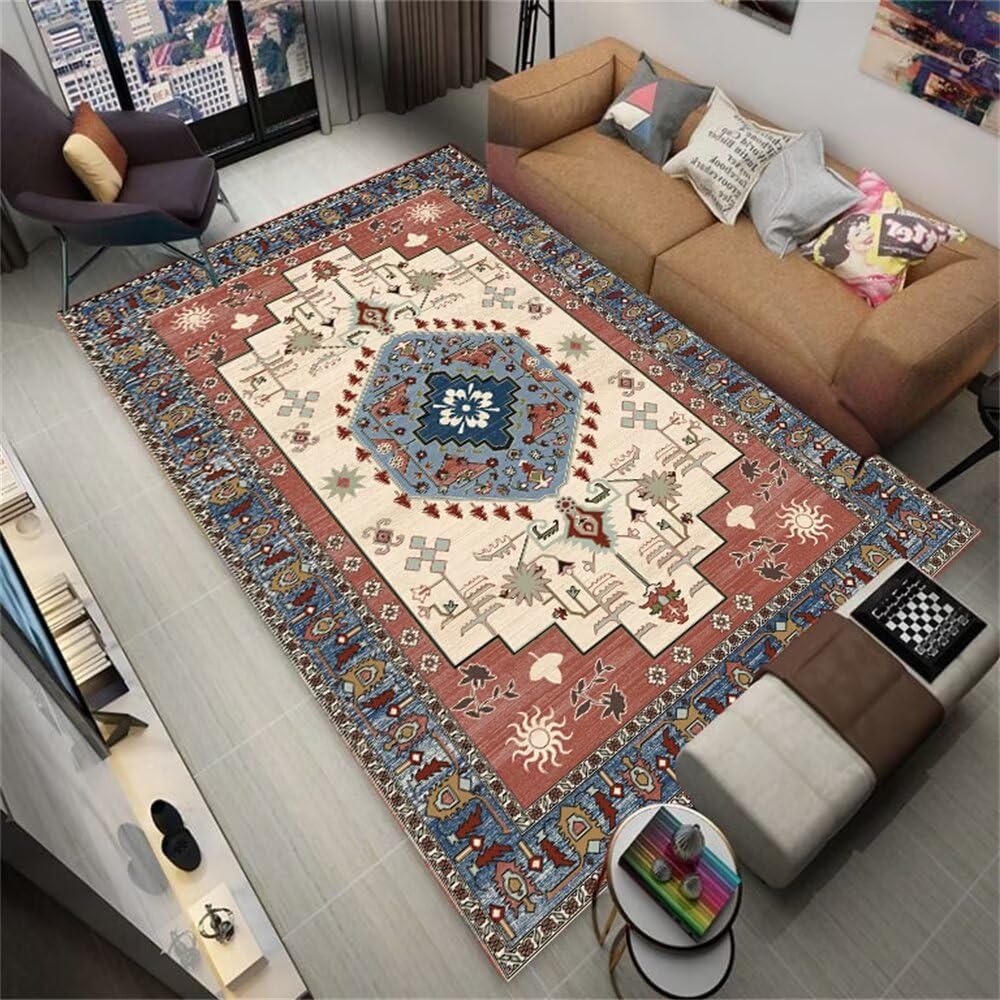 Tapis rouge de salon festif idéal en descente de lit chambre adulte