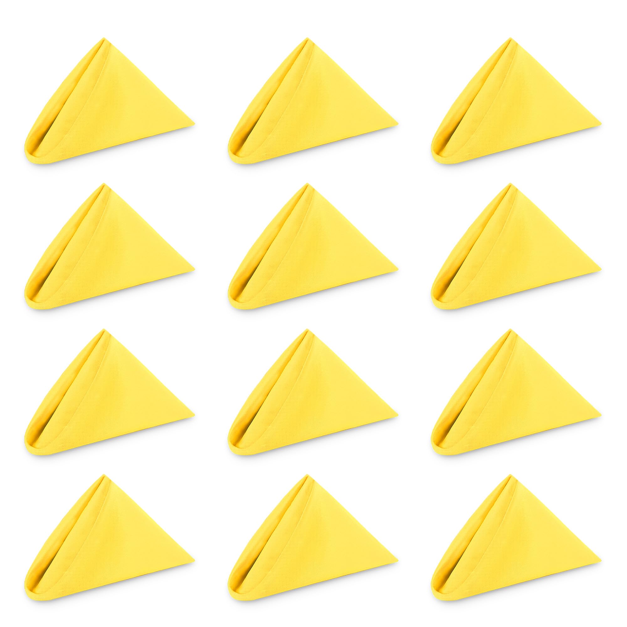 WedDecor Reusable 50cm x 50cm Fabric Lemon Yellow Dinner Napkins – Polyester Table Napkins with Hemmed Edges, Easy-Care, Washable for Weddings, Banquets, Parties & Home Use, 100pcs — image 1