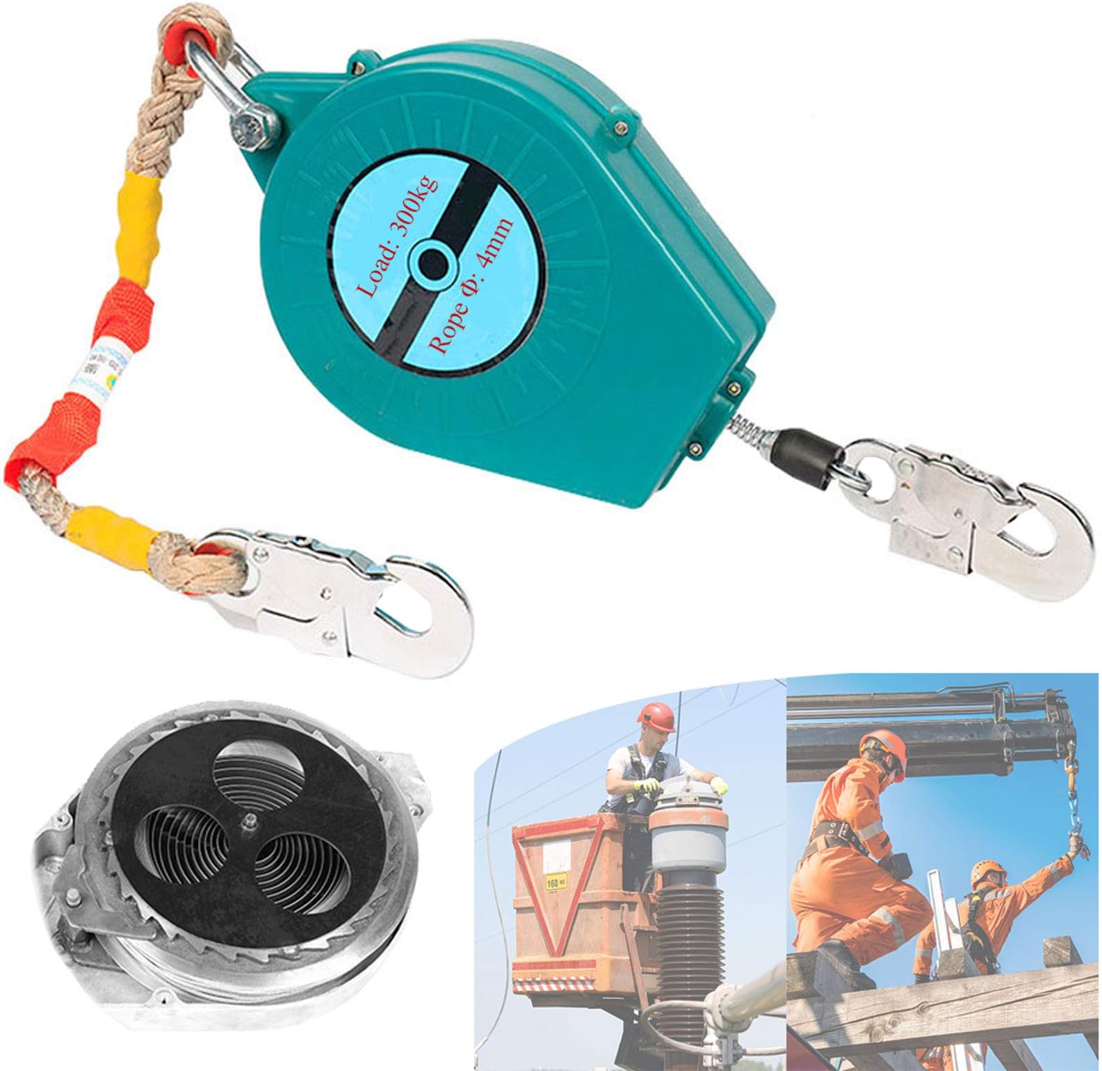 DFGENLY Self Retracting Lifeline Cable, Fall Protection Safety Device with Hook, Load 661lb, Portable Retractable Lanyard Personal Fall Limiter for High Altitude Construction Workers