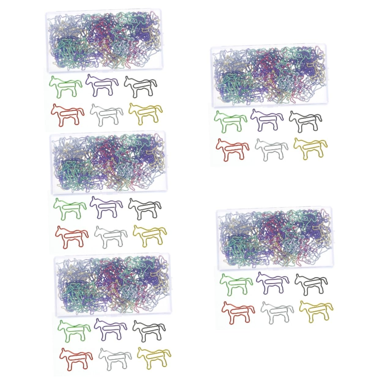 5 Ensembles Trombones Métalliques Colorés Forme De Poney Lot De Accessoires Pratiques Pour Documents Photos Et Notes Clips Amusants Pour École 80 Pièces * 5