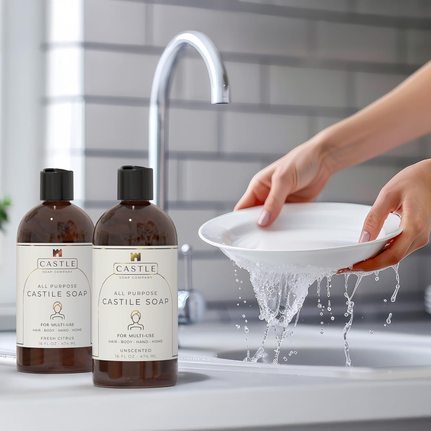 Castile Soap Liquid Unscented 16 Oz - All Purpose Liquid Castile Soap Unscented Gentle Cleanser For Hair Body Wash Hand Wash Home Nourishing Formula Gentle on Skin For All Ages Daily Care - Image 6