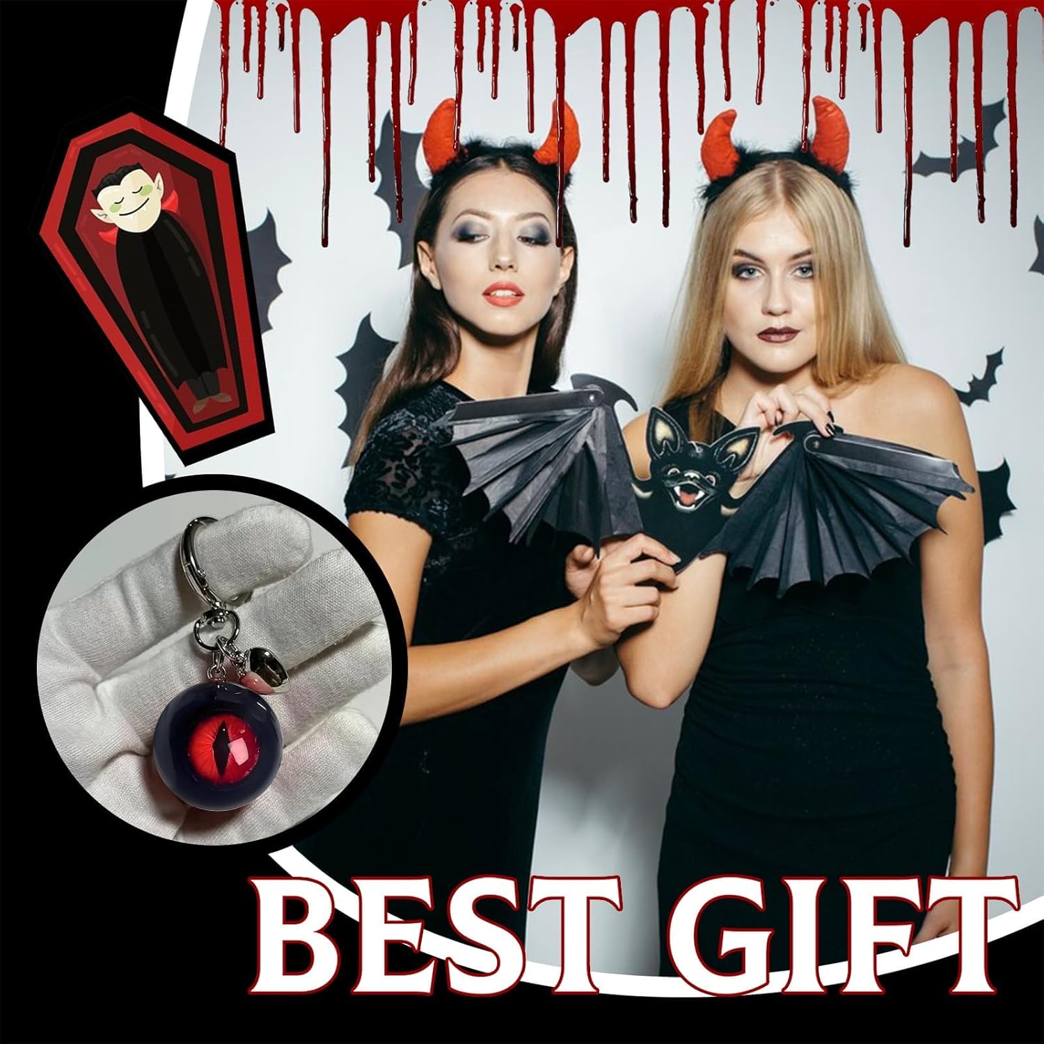 Angyape Cool Eyeball Keychain Horror Goth Keychain Halloween Bag Charm Purse Charms Car Keys Heart Accessories Gift for Women - Image 4