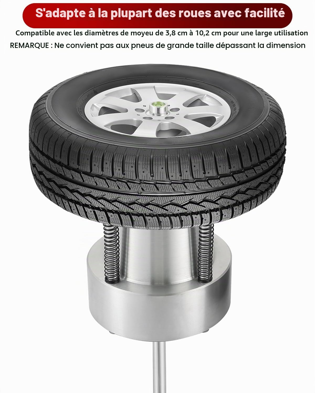 ATPEAM Équilibreuse de Pneu Voiture Manuelle, Balanceur de Roue Portable avec Niveau à Bulle, Équilibreuse Auto pour Voiture, Camion Léger et Moto