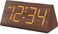 DreamSky Wooden Digital Alarm Clock for Bedroom - 1.8" Large Numbers, USB Port, Loud Adjustable Alarm for Heavy Sleepers, 5-Level Dimmer, Snooze, DST, Wood Decor