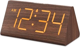 DreamSky Wooden Digital Alarm Clock for Bedroom - Large 1.8" Numbers, USB Port, Adjustable Volume & Dimmer, Snooze, DST, Adapter Powered Wood Decor