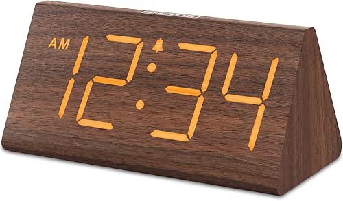 DreamSky Wooden Digital Alarm Clocks for Bedrooms - Electric Desk