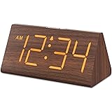 DreamSky Wooden Digital Alarm Clocks for Bedrooms - Electric Desk Clock with Large Numbers, USB Port, Loud Alarm for Heavy Sleepers, Adjustable Volume, Dimmer, Snooze, DST, Wood Dcor, Adapter Powered