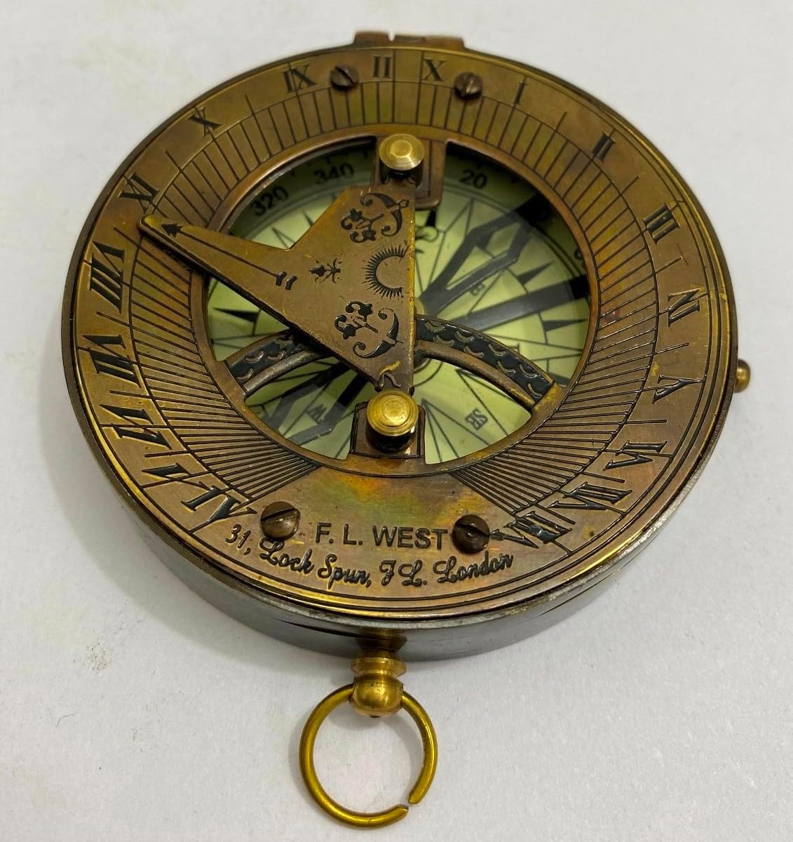 Antique Brass Compass Functional Direction Compasses Compass with Carved Wooden Box | Brown Compass to Son Father Love Sister Colleague