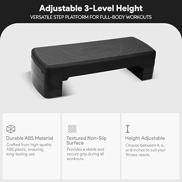 BalanceFrom Aerobic Step Platform Trainer with Adjustable 3-Level Risers, 400 Pound Weight Capacity Non-Slip Exercise Stepper for Cardio, Strength, and Fitness Workouts, 31, Multiple Colors
