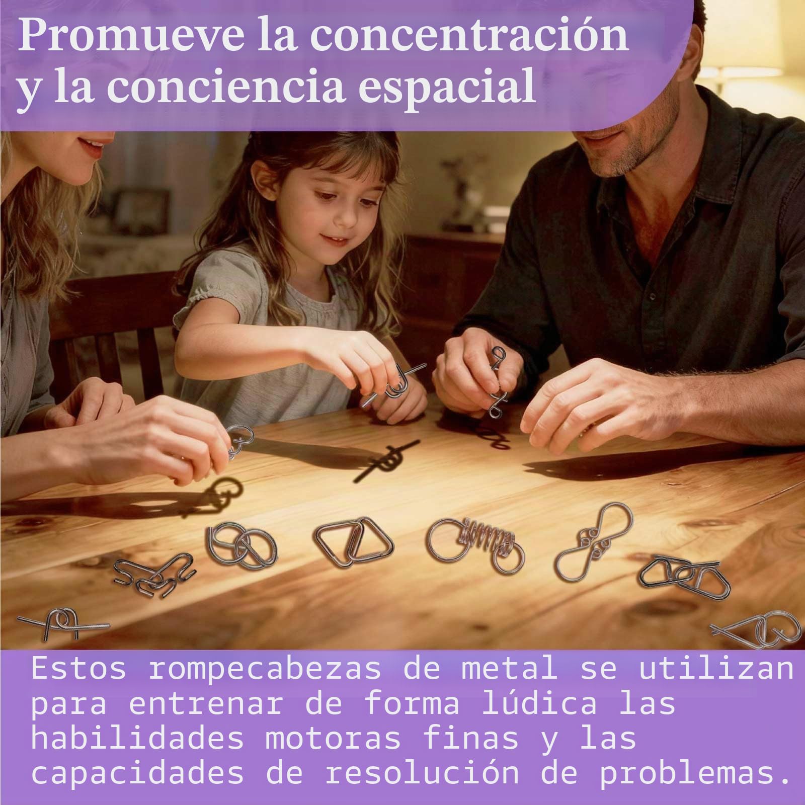 Juego de 16 piezas de rompecabezas IQ para juegos de ajos para adultos y niños a partir de 6 años, juegos de habilidad con tarjetas de solución, juguetes educativos, juegos de viaje, idea de